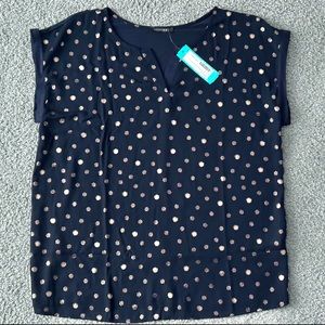 NWT Papermoon Reese Foil Print Blouse in Navy, Women’s Size Large, Stitch Fix
